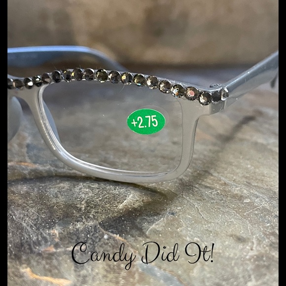Gray Bling Reader Glasses 2.75 With Glasses Case - Picture 10 of 10